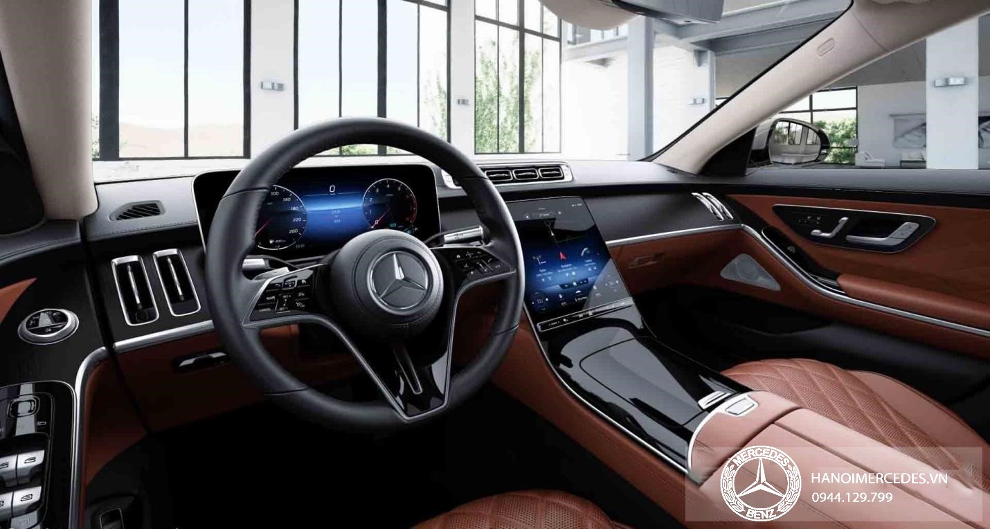 Nội thất nâu phía trước Mercedes S450 4Matic Luxury)